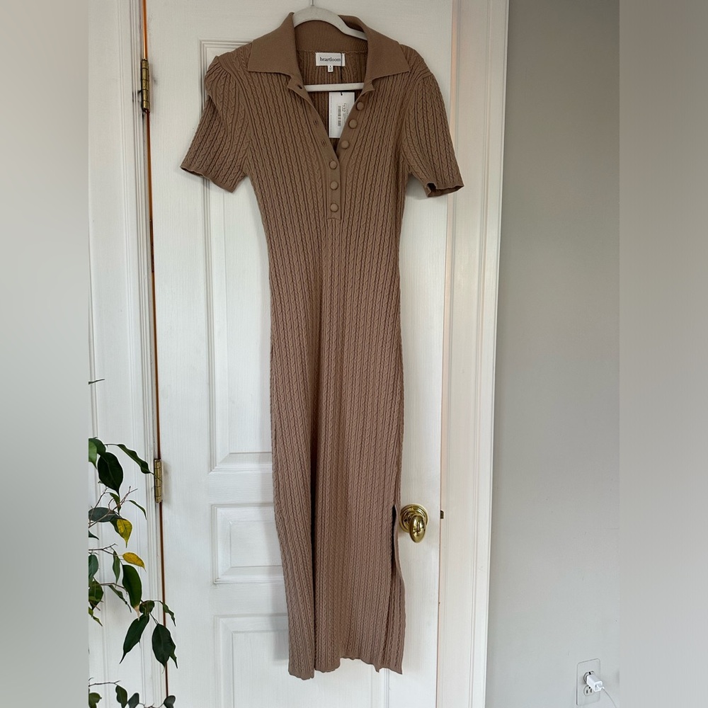 Heartloom Ribbed Polo Maxi Dress in Brown